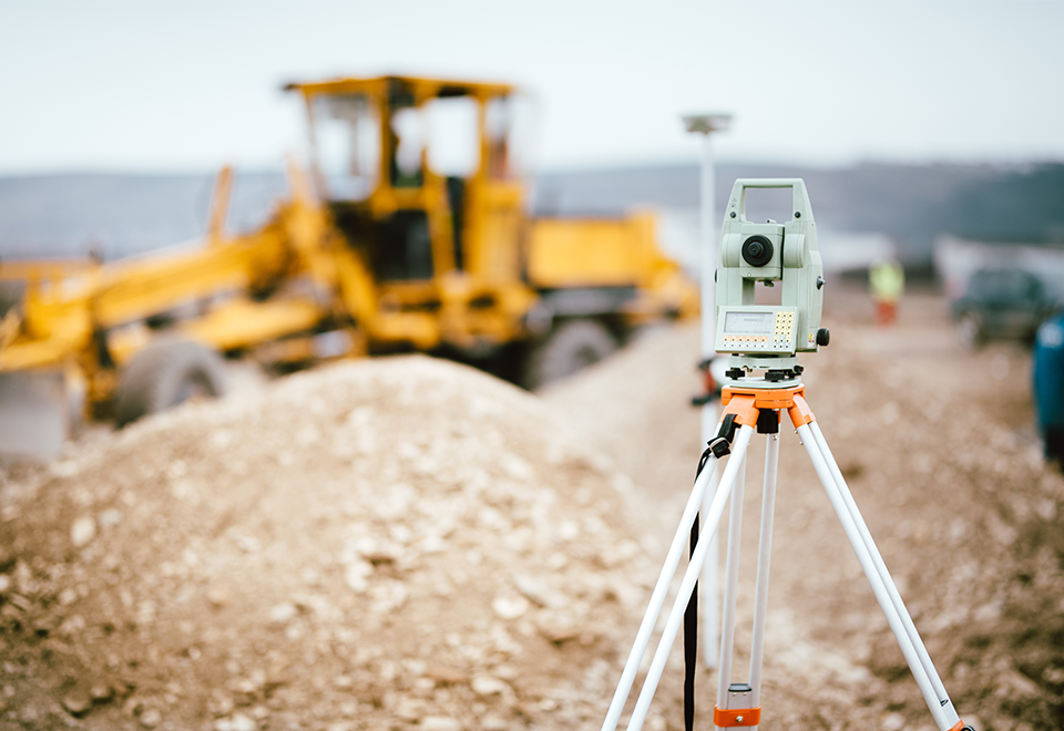 Surveying instrument on construction site