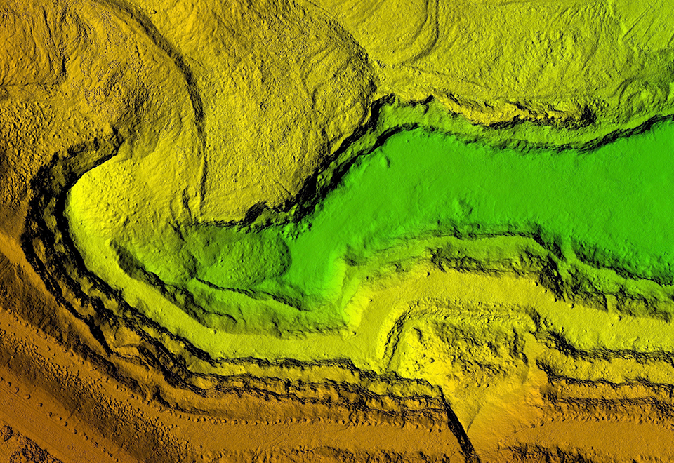 LiDAR topographic river survey map